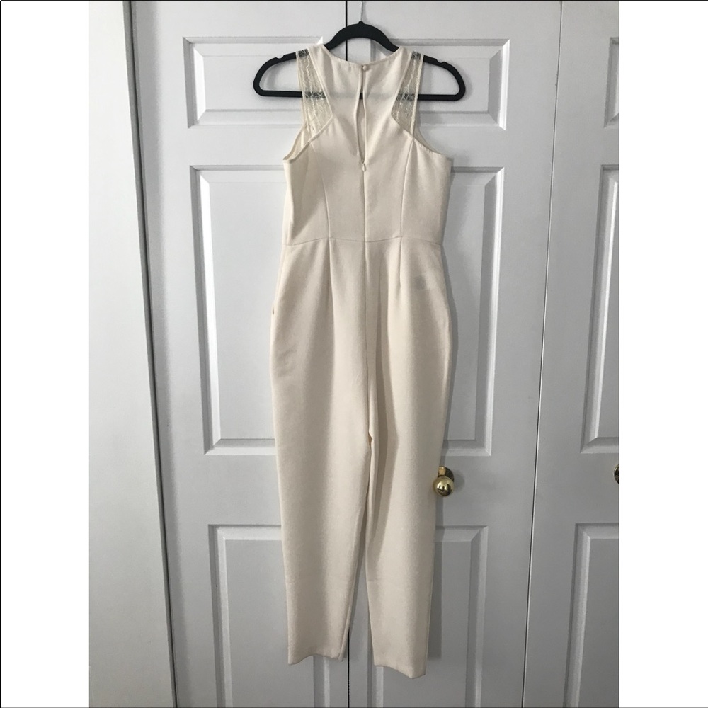 BCBG Cream Sleeveless Jumpsuit